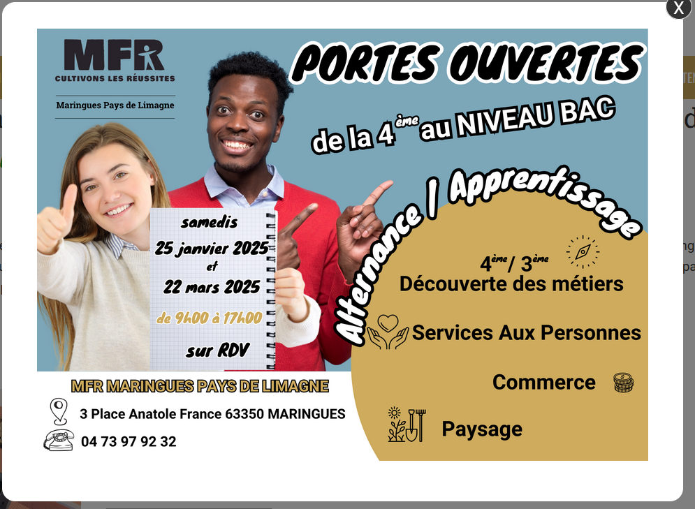 Maison Familiale Rurale Maringues : Agenda des portes ouvertes