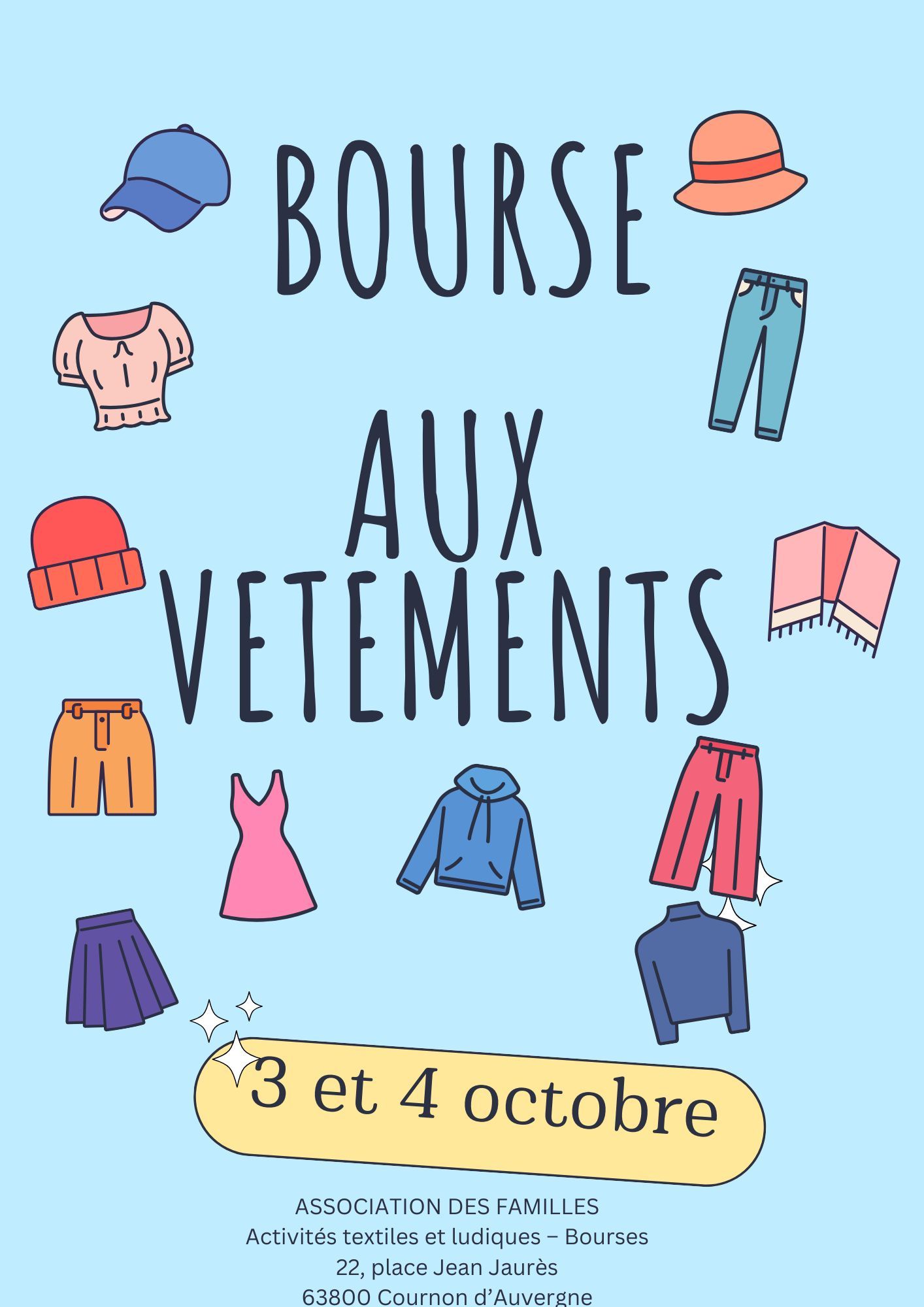 Bourse aux vêtements de l'AF de Cournon les 3 et 4 octobre 2025